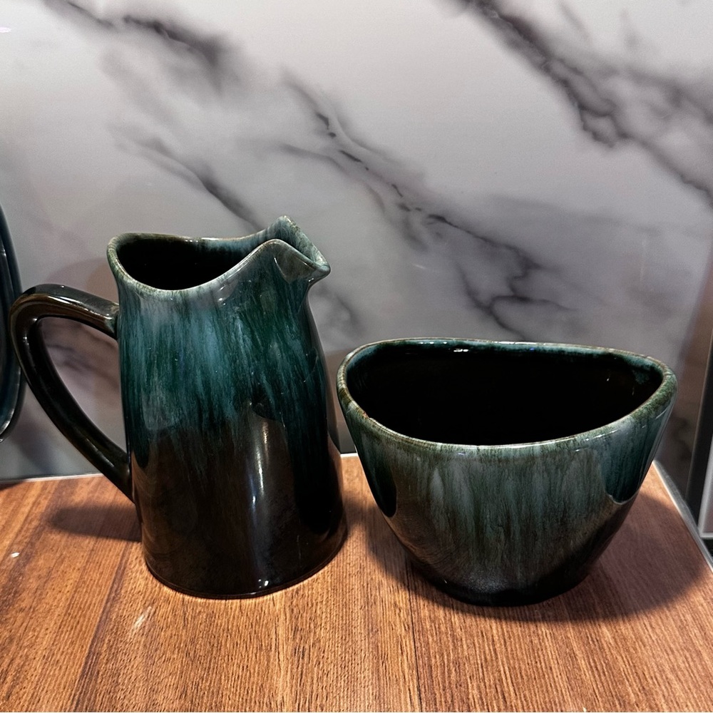 SALE!!! Blue Mountain pottery tall creamer and sugar bowl or plant holder
